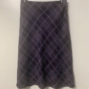 Loft Ann Taylor Petite Purple Plaid Lined Skirt Wool Blend Size 0P